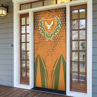Cyprus Door Cover with Orange Green Grunge Design and Peace Dove Emblem - Wonder Print Shop