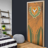 Cyprus Door Cover with Orange Green Grunge Design and Peace Dove Emblem - Wonder Print Shop