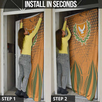 Cyprus Door Cover with Orange Green Grunge Design and Peace Dove Emblem - Wonder Print Shop