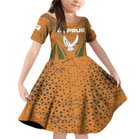 Cyprus Family Matching Off Shoulder Short Dress and Hawaiian Shirt with Orange Green Grunge Design and Peace Dove Emblem - Wonder Print Shop