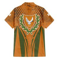 Cyprus Family Matching Off Shoulder Short Dress and Hawaiian Shirt with Orange Green Grunge Design and Peace Dove Emblem - Wonder Print Shop