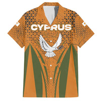 Cyprus Family Matching Summer Maxi Dress and Hawaiian Shirt with Orange Green Grunge Design and Peace Dove Emblem - Wonder Print Shop