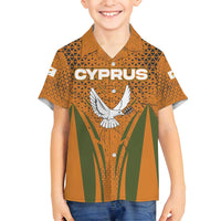 Cyprus Family Matching Tank Maxi Dress and Hawaiian Shirt with Orange Green Grunge Design and Peace Dove Emblem - Wonder Print Shop