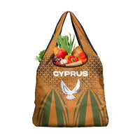 Cyprus Grocery Bag with Orange Green Grunge Design and Peace Dove Emblem - Wonder Print Shop