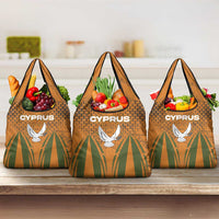 Cyprus Grocery Bag with Orange Green Grunge Design and Peace Dove Emblem - Wonder Print Shop