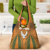 Cyprus Grocery Bag with Orange Green Grunge Design and Peace Dove Emblem - Wonder Print Shop