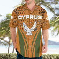 Cyprus Hawaiian Shirt with Orange Green Grunge Design and Peace Dove Emblem - Wonder Print Shop