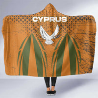 Cyprus Hooded Blanket with Orange Green Grunge Design and Peace Dove Emblem - Wonder Print Shop