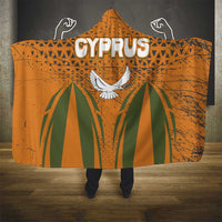 Cyprus Hooded Blanket with Orange Green Grunge Design and Peace Dove Emblem - Wonder Print Shop