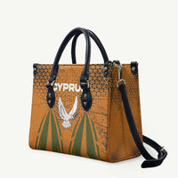 Cyprus Leather Bag with Orange Green Grunge Design and Peace Dove Emblem - Wonder Print Shop