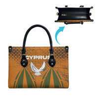 Cyprus Leather Bag with Orange Green Grunge Design and Peace Dove Emblem - Wonder Print Shop