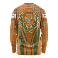 Cyprus Long Sleeve Shirt with Orange Green Grunge Design and Peace Dove Emblem - Wonder Print Shop