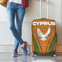 Cyprus Luggage Cover with Orange Green Grunge Design and Peace Dove Emblem - Wonder Print Shop