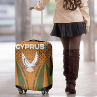 Cyprus Luggage Cover with Orange Green Grunge Design and Peace Dove Emblem - Wonder Print Shop