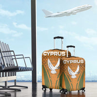 Cyprus Luggage Cover with Orange Green Grunge Design and Peace Dove Emblem - Wonder Print Shop