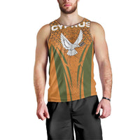 Cyprus Men Tank Top with Orange Green Grunge Design and Peace Dove Emblem - Wonder Print Shop