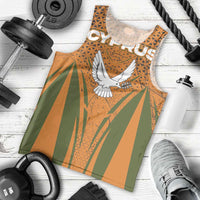 Cyprus Men Tank Top with Orange Green Grunge Design and Peace Dove Emblem - Wonder Print Shop