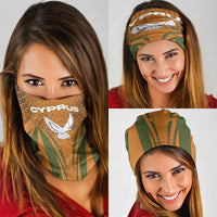 Cyprus Neck Gaiter with Orange Green Grunge Design and Peace Dove Emblem TS04