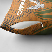 Cyprus Pillow Cover with Orange Green Grunge Design and Peace Dove Emblem - Wonder Print Shop
