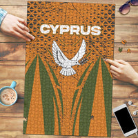 Cyprus Puzzle with Orange Green Grunge Design and Peace Dove Emblem - Wonder Print Shop