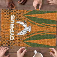 Cyprus Puzzle with Orange Green Grunge Design and Peace Dove Emblem - Wonder Print Shop