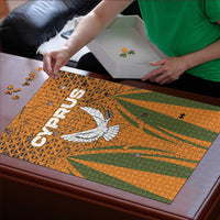 Cyprus Puzzle with Orange Green Grunge Design and Peace Dove Emblem - Wonder Print Shop