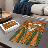 Cyprus Puzzle with Orange Green Grunge Design and Peace Dove Emblem - Wonder Print Shop
