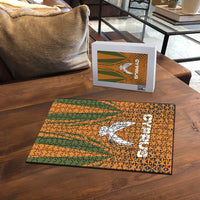 Cyprus Puzzle with Orange Green Grunge Design and Peace Dove Emblem - Wonder Print Shop