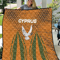 Cyprus Quilt with Orange Green Grunge Design and Peace Dove Emblem - Wonder Print Shop