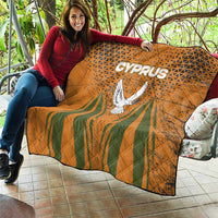 Cyprus Quilt with Orange Green Grunge Design and Peace Dove Emblem - Wonder Print Shop