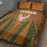 Cyprus Quilt Bed Set with Orange Green Grunge Design and Peace Dove Emblem - Wonder Print Shop