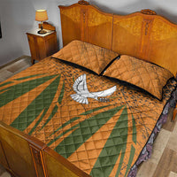 Cyprus Quilt Bed Set with Orange Green Grunge Design and Peace Dove Emblem - Wonder Print Shop