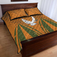 Cyprus Quilt Bed Set with Orange Green Grunge Design and Peace Dove Emblem - Wonder Print Shop