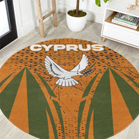 Cyprus Round Carpet with Orange Green Grunge Design and Peace Dove Emblem - Wonder Print Shop