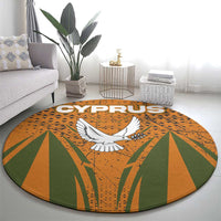 Cyprus Round Carpet with Orange Green Grunge Design and Peace Dove Emblem - Wonder Print Shop