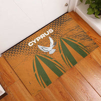 Cyprus Rubber Doormat with Orange Green Grunge Design and Peace Dove Emblem - Wonder Print Shop