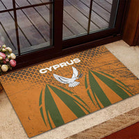 Cyprus Rubber Doormat with Orange Green Grunge Design and Peace Dove Emblem - Wonder Print Shop