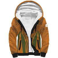 Cyprus Sherpa Hoodie with Orange Green Grunge Design and Peace Dove Emblem - Wonder Print Shop