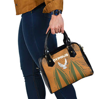 Cyprus Shoulder Handbag with Orange Green Grunge Design and Peace Dove Emblem - Wonder Print Shop