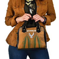 Cyprus Shoulder Handbag with Orange Green Grunge Design and Peace Dove Emblem - Wonder Print Shop