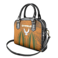 Cyprus Shoulder Handbag with Orange Green Grunge Design and Peace Dove Emblem - Wonder Print Shop