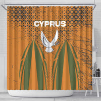 Cyprus Shower Curtain with Orange Green Grunge Design and Peace Dove Emblem - Wonder Print Shop