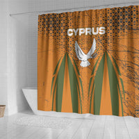Cyprus Shower Curtain with Orange Green Grunge Design and Peace Dove Emblem - Wonder Print Shop