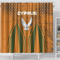 Cyprus Shower Curtain with Orange Green Grunge Design and Peace Dove Emblem - Wonder Print Shop