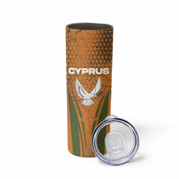 Cyprus Skinny Tumbler with Orange Green Grunge Design and Peace Dove Emblem - Wonder Print Shop
