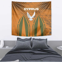 Cyprus Tapestry with Orange Green Grunge Design and Peace Dove Emblem - Wonder Print Shop