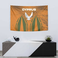 Cyprus Tapestry with Orange Green Grunge Design and Peace Dove Emblem - Wonder Print Shop