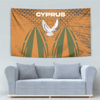 Cyprus Tapestry with Orange Green Grunge Design and Peace Dove Emblem - Wonder Print Shop