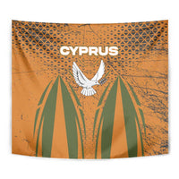 Cyprus Tapestry with Orange Green Grunge Design and Peace Dove Emblem - Wonder Print Shop