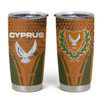 Cyprus Tumbler Cup with Orange Green Grunge Design and Peace Dove Emblem - Wonder Print Shop